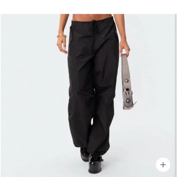 Edikted Black parachute pants Size XS/Small - Picture 1 of 5